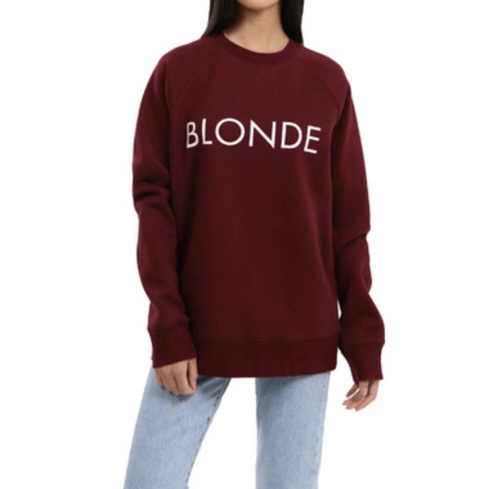 Brunette the Label BLONDE Classic Crewneck Sweatshirt Burgundy Small Medium